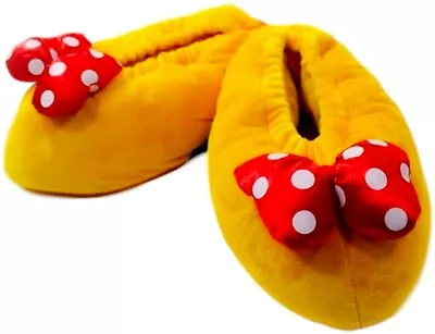 Disney Parks Minnie Mouse Feet Plush Yellow Slippers Adult Small Medium Large • $44.95