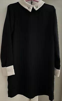 Victoria Beckham Girls Dress Rabbits Bunny Black White Cuffs Sz Small Easter • $19.99