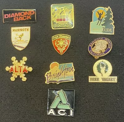 Ski Mountin Pins Vintage Pins 1980's Pro Skiing Pinbacks Snowbird Mammoth Alta • $99.99