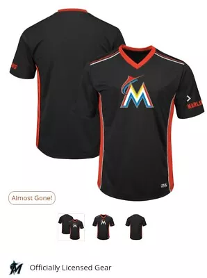 Miami Marlins Short Sleeve Vee Neck Tee 4XT Big And Tall • $10.99