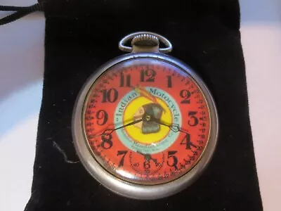 1950s 16s Pocket Watch Indian Motorcycle Theme Dial & Case Runs Well. • $75