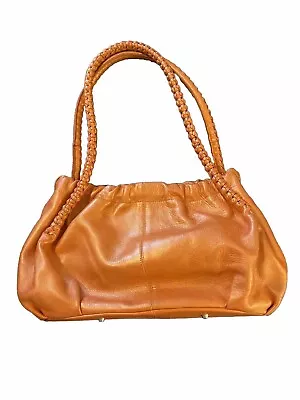 Paolo Masi Pearlized Shoulder Handbag Orange Lilium With Braided Handles • $39