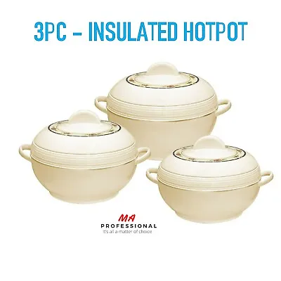 £24.99 • Buy 3PCs Insulated Hot Pot Set Food Warmer Casserole Dish Serving Dish