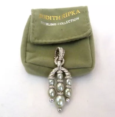 Judith Ripka Sterling Silver Lustrous Green Pearl Enhancer Pendant Orig Jr Pouch • $65