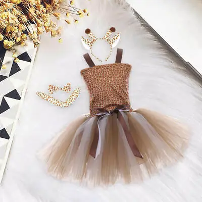 Baby Kids Giraffe Tutu Dress Costume With Headband Outfit Halloween Dress Up • £16.09