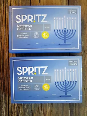 NEW Set 2 Boxes Spritz Menorah Candles Box Of 45 White Hannukah Small 3.5  Long • $9.99