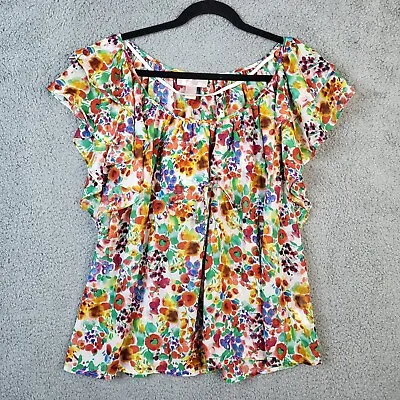 The Garden Collection By H&M Women's Floral Ruffle Sleeve Blouse Size 4 • $14.99