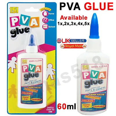 £0.99 • Buy PVA Glue Bottles Washable Safe Glue Ideal School Craft Home Office NON Toxic