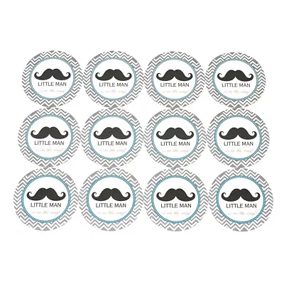 Baby Boy Mustache Seal Paper Stickers 2-1/2-Inch 12-Count • $9.95