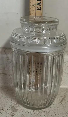 Vintage Apothecary Anchor Hocking Ribbed Glass Canister Jar With Lid • $10.99