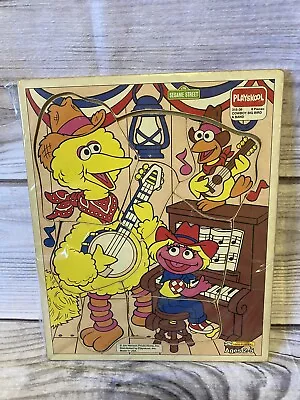 Vintage Playskool 8 Pc. Cowboy Big Bird & Band Wood Puzzle 315-36 Sesame Street • $12.99