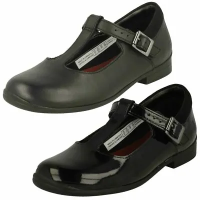 £9.99 • Buy Clarks Girls JAMIE SKY T-BAR Black Leather School Shoes _ E, F, G, H