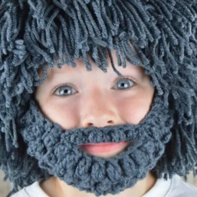 Mad Scientist Kids Beard Beanies Hat | Kids Knit Halloween Costume Cosplay • $39