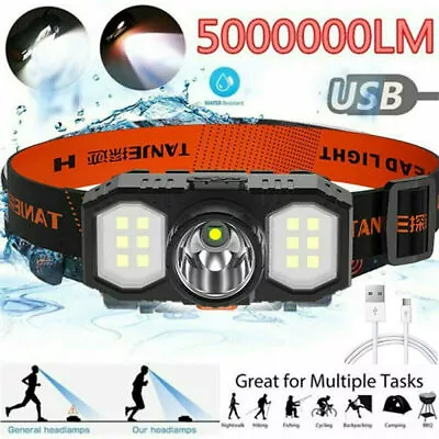 Super Bright Head Torch Headlight LED USB Rechargeable Headlamp Camping Fish #T • $11.42