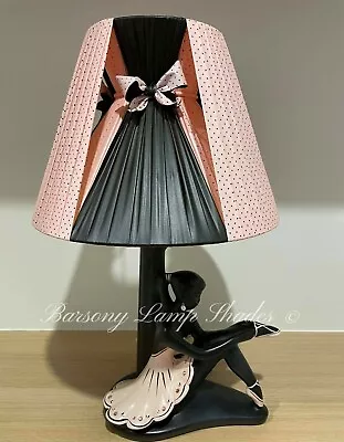 Plastic Ribbon  Large  Pink Polka Dot & Black Lampshade Barsony Lady Lamp • $145