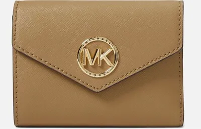 MICHAEL KORS Greenwich Tri-fold Leather Women's Wallet - Husk/Tan/Beige • $65