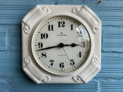 Vintage Clock Wall Mid Century Junghans Germany Space Age Atomic Design Ceramic • $273.46