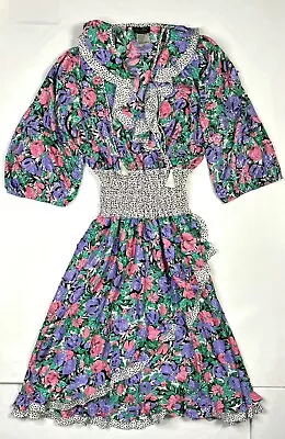 Diane Freis Vintage Georgette Dress Floral Original • $75