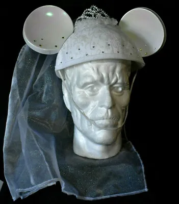Disney Mickey Ears Hat Bride With Veil Wedding Crown Stones (BX2) • $18.99