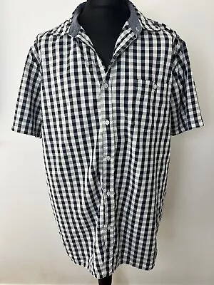 Kangaroo Poo Mens Gingham Short Sleeved Shirt Size 2XL Blue • £8.99