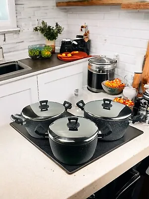 GRANITE Cooking Pots / Sizes 20cm-38cm/sets /non-stick/cookware. • £24.99