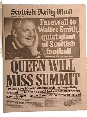 Scottish Daily Mail 27 Oct 2021 - RIP Walter Smith • £9.99