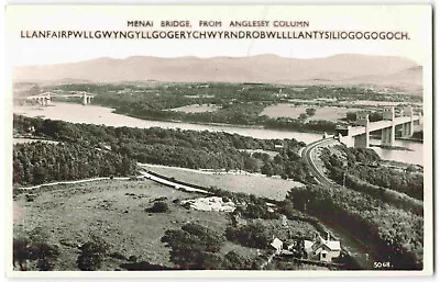 Menai Bridge From Anglesey Column - Vintage Real Photo Postcard S07 • £3.45