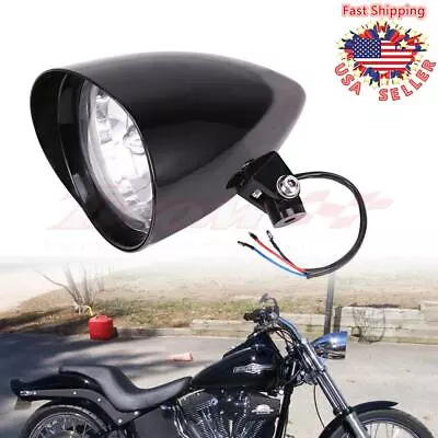 Motorcycle 5.75  Black Visor Bullet Headlight Lamp For Harley Sportster Dyna • $61.99