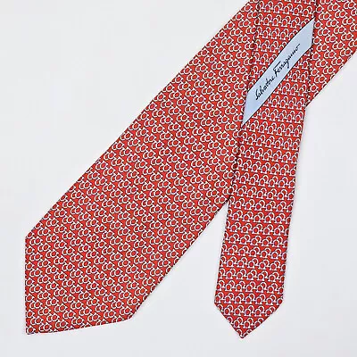 Salvatore Ferragamo Tie Necktie Gancini Logo On Red • $63