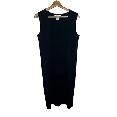 Misook Black Sleeveless Knit Sheath Midi Dress Size Medium Career Office • $38.44