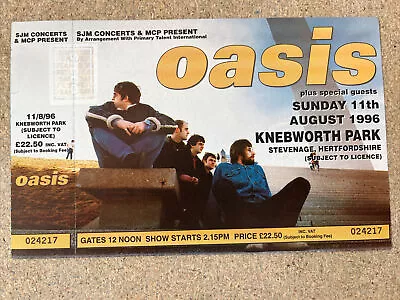 Unused Oasis Knebworth Ticket - Sunday 11th August 1996 Mint Condition • £230