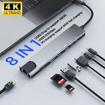 $30.89 • Buy USB C Hub 8 In 1 USB C To HDMI Multiport Dongle Adapter 4K HDMI, 3 USB 3.0 Ports