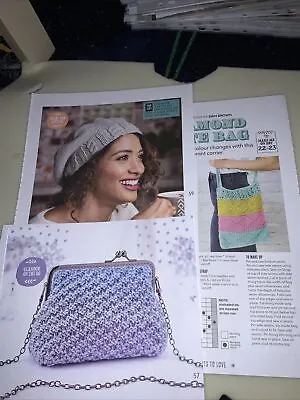 Knitting Pattern: Clip Purse Women Beret Hat Skinny Scarf Diamond Tote Bag • £2.99