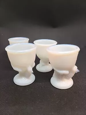 4 Vintage French 1940's Vallerysthal Chicken Milk Glass Egg Cups • $40