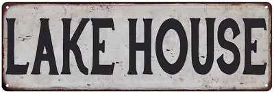 LAKE HOUSE Vintage Look Rustic Metal Sign Chic Retro 106180035081 • $26.95