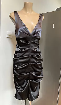 Ladies XSCAPE Black Bodycon Rouged Evening Formal Party Dress Size UK 6 • £18.99