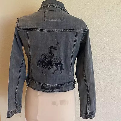 Cowgirl Tuff Jean Jacket Denim S Bucking Bronco Embroidered • $20