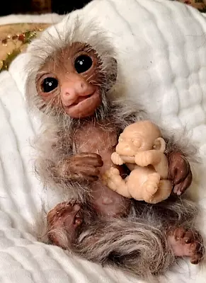 Full Body Silicone Baby Marmoset Monkey Baby Girl Emotional Support Pet #12/23 • $220