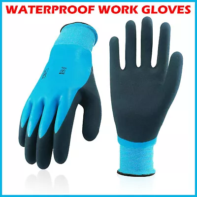 Waterproof Latex Coated Work Safety Grip Gloves Builders Gardening Mechanic • £190