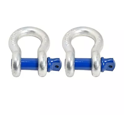 2x 7/8  Bow Shackle D-Ring Zinc Plated W Blue 1  Clevis Screw Pin 14000 Lbs • $28.83