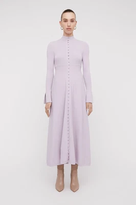 $695 • Buy Scanlan Theodore Crepe Knit Polo Dress Mauve XS 
