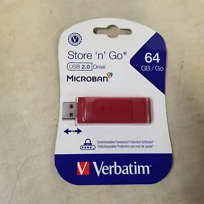 Verbatim Store N Go USB 2.0 Drive MicroBan 64GB SEALED • $11.44