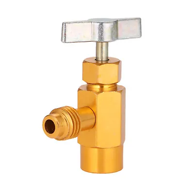 Car R134a Refrigerant Can Bottle Tap Connector 1/4  SAE M14 Valve Brass Gold 1pc • $7.22