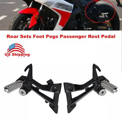 Motorcycle Bikes Rear Sets Foot Pegs Passenger Rest Pedal Pads Bracket Footrest • $55.29