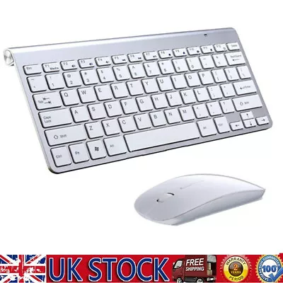 Mini Ultra Slim 2.4GHz Wireless Keyboard And Mouse Comb Set For PC Laptop Mac • £18.99