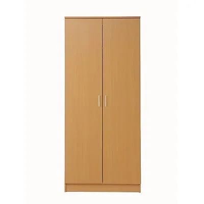£99.99 • Buy Double Door Wardrobe Cupboard Hanging Shelf Metal Handles Bedroom Furniture