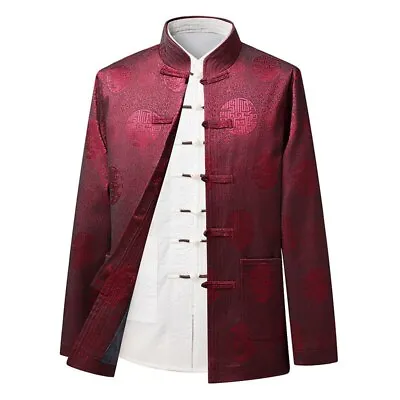 Men Coat Chinese Style Tang Top Casual Long Sleeve Jacket Classic Clothing • $40.12