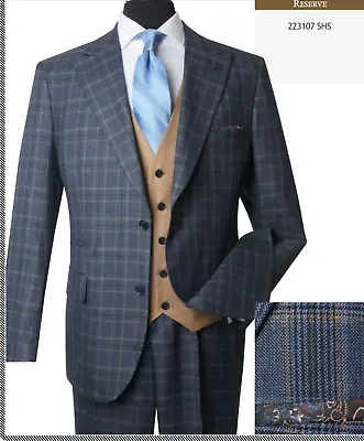 Steve Harvey 223107SHS 3 Pieces Suits Blue/Tan • $225