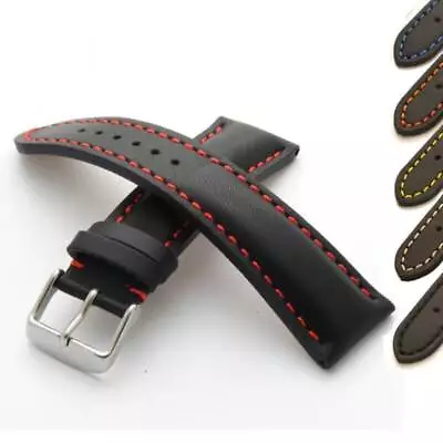 £13.95 • Buy Genuine Leather Watch Strap Band Padded Stitched 18mm 20mm 22mm 24mm Mens Womens