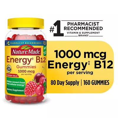 Energy B12 1000 Mcg Gummies Dietary Supplement 160 Count • $15.38